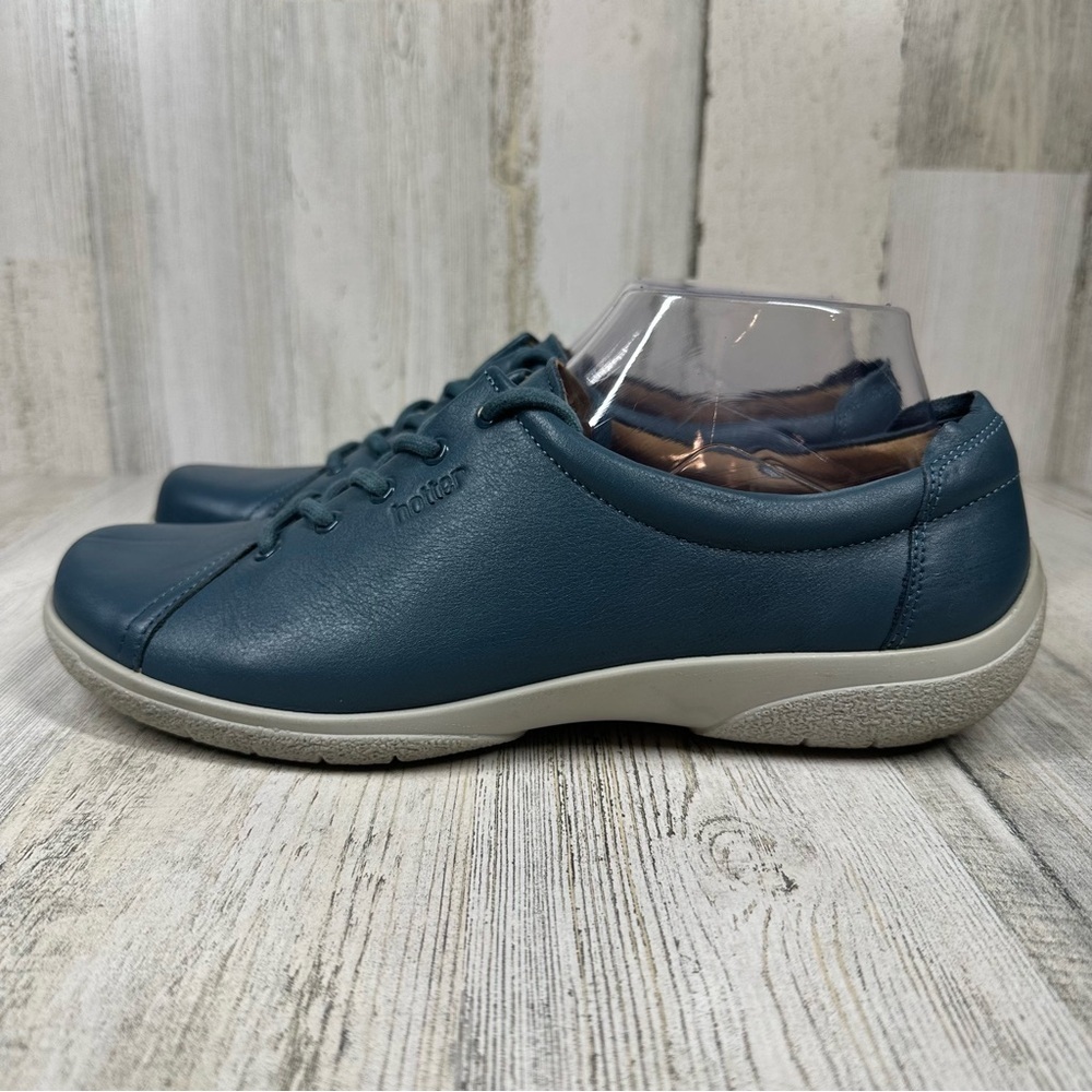 Hotter Dew Blue Leather Casual Lace Up Driving Women's Shoes #485